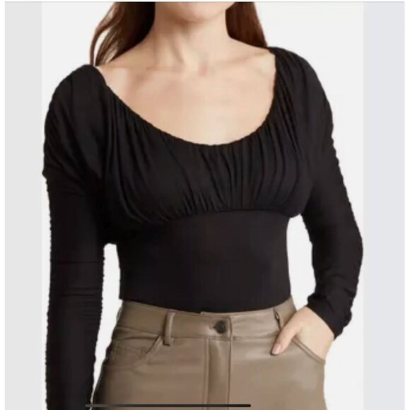 NEW Elodie Black Scoop Neck Long Sleeve Bodysuit NWT - Size XS - Picture 1 of 7
